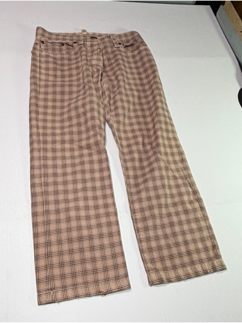 Patrizia Pepe Plaid Pants Womens Pink Brown Wide Leg Trouser Y2K estimated size